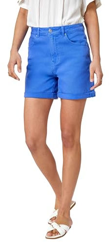 Roman Denim Shorts with Pockets for Women UK Ladies Mom Jeans Boyfriend Boy High Waisted Turned Frayed Hem Stretchy Cotton Casual Slim Skinny Pants Mother Holiday - Blue - Size 18