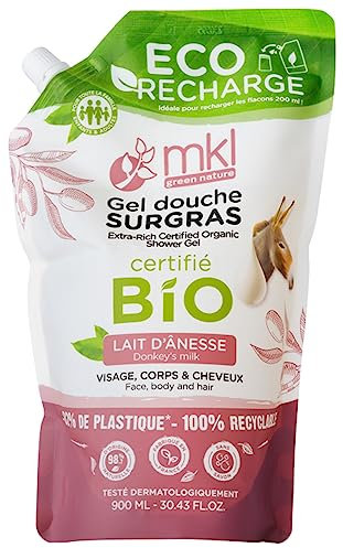 MKL Green Nature Gel Douche Surgras Lait d'Ânesse Éco-Recharge Bio 900 ml