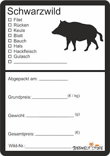 Wildbret Etiketten zur Kennzeichnung von Wildfleisch 6 x 9 cm Schwarzwild S (50)