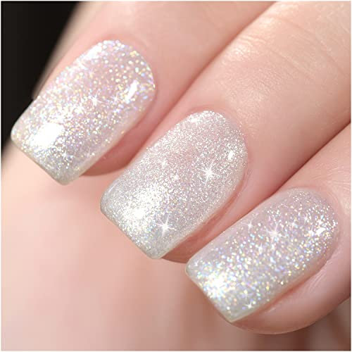 GAOY Shimmer Gel-Nagellack, 16 ml, durchscheinender Gelee-Glitzer-Gel-Nagellack, Soak-Off-UV-Gel für Nagelkunst DIY zu Hause, 1608 Pearl White