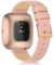 Tuocal Lederarmband Kompatibel für Fitbit Versa 2 Armband Fitbit Versa Armband Leder, Weiches Ersatzarmband für Fitbit Versa/Fitbit Versa 2 Damen Herren, Rosa