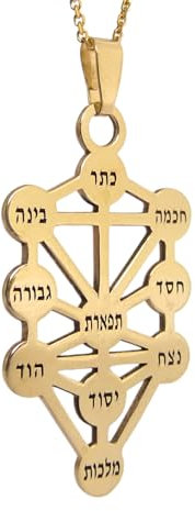 GORGEOUS BEAUTY&CARE Pendentif en forme d'arbre de vie en or 14 carats – Les Dix Sefirot – Bijoux Kabbale juif/hébraïque – ***Seul le pendentif***, Or