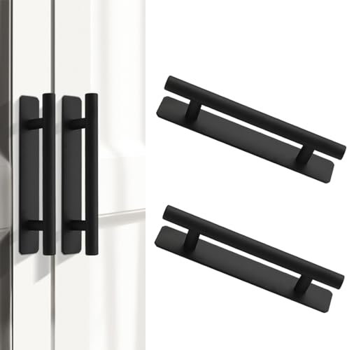HoaaiGo 2 PZS Tiradores Autoadhesivos Puertas para Muebles, 150 mm Tirador de Adhesivo para Cajones Aluminio Manija Autoadhesiva Tiradores para Cocina, Dormitorio, Puerta Corredera (Negro)