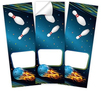 Minkocards 12 Aufkleber Bowlling Kegeln Bowling-Party Verpackung von Geschenken für Mädchengeburtstag Jungsgeburtstag Etiketten für Geschenkverpackung