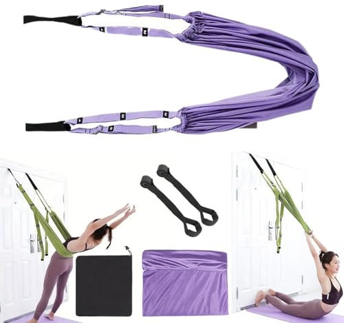 2024 New Yoga Stretching Strap Door, Aerial Yoga Rope for Back Pain, Aerial Yoga Rope, Unlock Pain-Free Living, Targeted Back Pain Relief (Purple)
