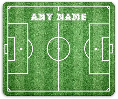 EasyInkPress - Football Pitch Personalised Mouse Pad, Sports Football Fan Computer Mouse Mat with Name or Text, Custom Gift for Footballer Boys or Girls