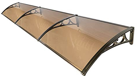 Auvent Avant Porte Auvent de porche extérieur, auvent de terrasse, auvent de porte d'entrée de toit avec support en aluminium, auvent de porte marron, protection UV, couverture en polycarbonate, port