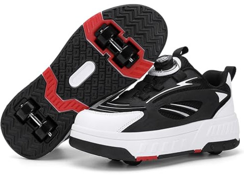 Kmrlofiy Schuhe mit Rollen für Mädchen Jungen Skateboardschuhe Roller Schuhe Turnschuhe Outdoorschuhe Rollschuhe Kinder 2-in-1-Multifunktionsrollschuhe Sneakers mit Rollen (Roll-S20, 32EU)