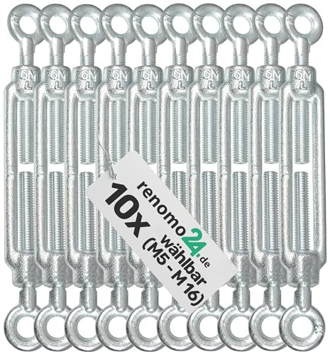 Renomo24-10x Spannschloss M6 Öse-Öse aus Stahl galvanisch verzinkt nach PN-EN 1993-1-11