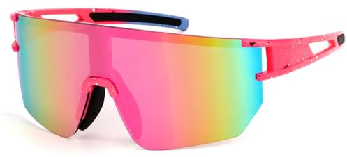 Heveer Lunettes de Soleil Polarisées Lunettes de Soleil Sans Monture Vélo Homme avec Protection UV400 pour Cyclisme Course à Pied Sports de Plein Air Rose