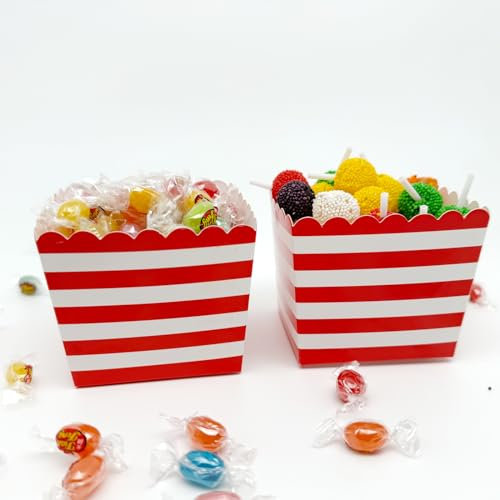 Vsosfiza 12 Piezas de Bolsas de Palomitas de Caramelo contenedor Caja de Palomitas de maíz Bolsas de Fiesta para la Barra de Caramelo y Palomitas de Sal Palos (Rojo)