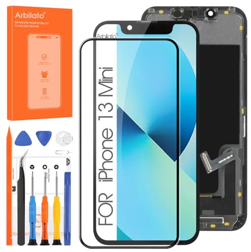 Arbilato OLED for iPhone 13 Mini Screen Replacement,Digitizer LCD Display Touch Screen Full Assembly Repair Tools for A2628,A2481,A2626(Black,5.4 inch)