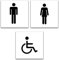 Stileitaliano Targhetta bagno Donne Uomini Disabili adesiva Targa Porta Toilette WC adesivo donna uomo targhette metallo targhe 3 pezzi (Bianco)
