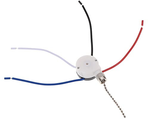 KONTONTY Ceiling Fan Pulls Chrome Light Switch 3-Speed Fan Easy to Install Off Pull String Switch