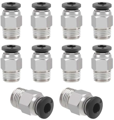 QitinDasen 10 Pièces 3D Imprimante PC4-M10 Pneumatique Connecteur, PC4-M10 Pneumatique Droit Raccord