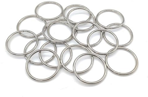 XCSJ 20 Pcs O Ringe Metall 38 mm, Rundringe Nicht Verschweißte O-Ring für Taschen, Gürtel, Hundeleine, Kleidung, DIY Handwerk (Silber)