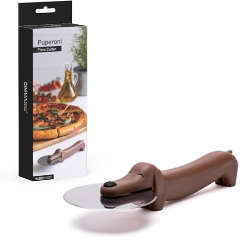 Peleg Design Puperoni Cute Pizza Cutter Wheel - Dog Shaped Plastic Pizza Cutter Wheel with Stainless Steel Blade & Durable Plastic Handle Fun Kitchen Gadget