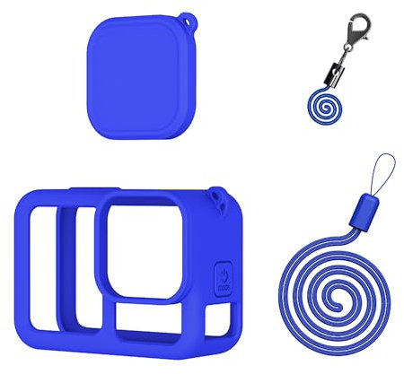 CERFFOOL Silicone Sleeve Protective Case for GoPro Hero 13 BLACK with Lens Caps & Neck strap &Lens Cap Anti-Loss Rope for Action Camera Accessories Kit (Blue)