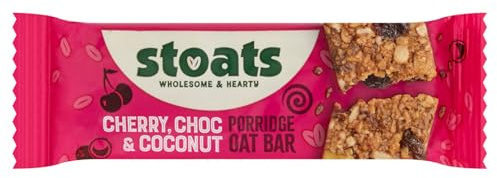 Stoats Cherry, Chocolate & Coconut Porridge Oat Bars – Baked with Scottish Oats, Individually Wrapped, Great for Breakfast or a Quick Snack – Pack of 24 x 42g
