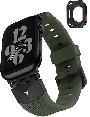 Fullmosa Kompatibel mit Apple Watch Armband 44/45mm, Robuste TPU Armband mit Case für iwatch Series 9/8/7/6/5/4/SE 2