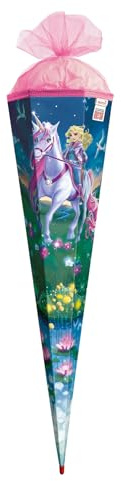 ROTH Motiv-Schultüte, Magische Einhornreiterin, 85 cm, eckig, Rot(h)-Spitze, Tüllverschluss