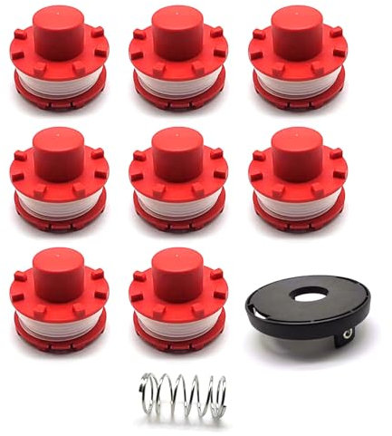 Rasentrimmer-Ersatzspulen Set für Einhell GE-CT 36/30 Li E SOLO AGILLO 36/255 BL AGILLO 18/200 (Ersatz: 3405096), 8 Fadenspulen + 1 Fadenspulenkappen + 1 gefedert