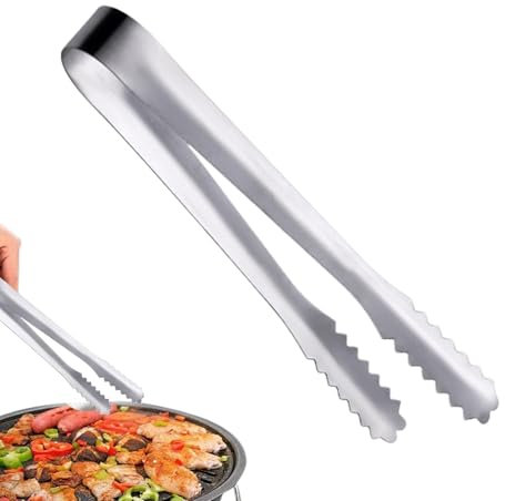 Charcuterie-Zange, 14,5 cm, kleine Küchenutensilien, Vorspeisen, Desserts, Küchenzange, Eiswürfelzange aus Edelstahl, Servierzange mit Zähnen für Zuhause, Restaurant