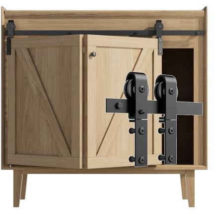 ETIASQSA 3FT/91.5CM Mini Herrajes Puertas Correderas Kit, pequeña de para armario, TV, armarios pequeños (Sin Puerta de Gabinete)