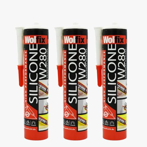 WOLFIX Silikon Grau 3er Set Sanitär, 280ml Badsilikon für Badezimmer & Küche – Schimmelhemmend, UV & Witterungsbeständig – Silikonfugen Abdichten für Innen Außenbereiche - Langzeitschutz vor Schimmel