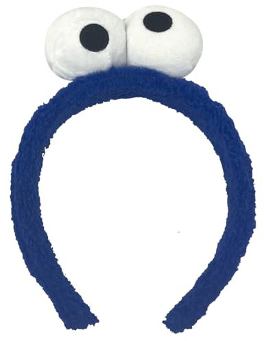 MIMIKRY Krümelmonster Plüsch Haarreif mit Augen Kostüm-Zubehör Cookie Monster Keksmonster, Farbe:Dunkelblau