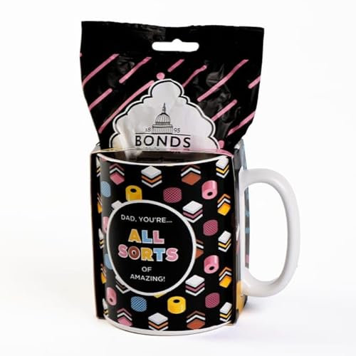 eBoutik - Dads Coffee or Tea Mug Design - Liquorice Allsorts Sweet Treat 130g + Large Mug Gift Set for Dad Birthday - Grandads Drinking Cup