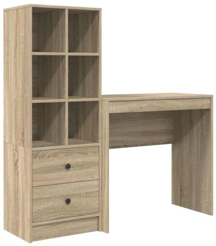 vidaXL Sonoma Oak Wooden Desk with Storage Space