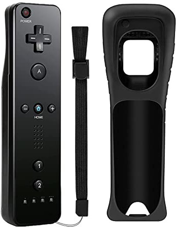 PENYUY Remote Controllers for Wii,Replacement Remote Game Controller Compatible with Nintendo Wii/Wii U, with Silicone Case and Wrist Strap (BLACK)