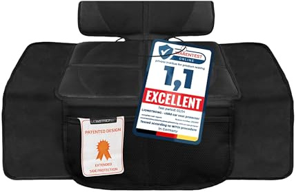LIONSTRONG® Kindersitzunterlage - EXTRA Schutz [ISOFIX GEEIGNET] - klein | wasserabweisender Autositzschoner Polyester Stoff - Sitzschutz Sitzschoner Auto Kindersitz - universell kompatibel