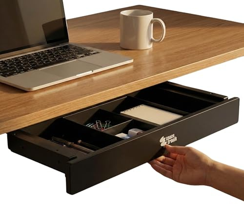 Spacetronik Untertisch Schublade Schreibtisch Organizer Unterbau | 51,8 cm x 23 cm x 6,1 cm, Fächer für Stifte, robuster Stahl und Polystyrol, einfache Montage mit vier Schrauben