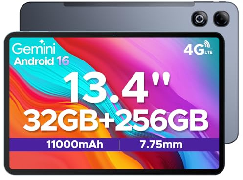 DOOGEE TAB G6 MAX Android 16 Tablets, 13.4 inch FHD+ Tablet, 11000mAh, 32GB RAM + 256GB ROM/2TB, 90Hz IPS Screen Android Tablets, Octa-core Gaming tablet, 5G Wifi/Widevine L1/Face ID/OTG, Gray