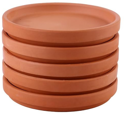 Balacoo 5Pcs Terracotta Pot Plant Saucer, Pottery Flowerpot Trays for Indoor Outdoor Gardening Decorative Drip Catchers Compatible with Flower Pots