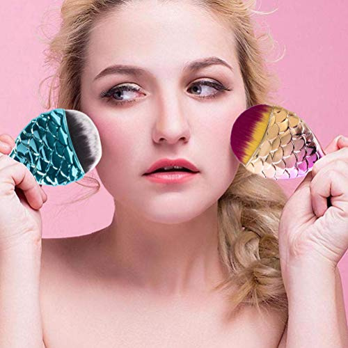 Pongnas Pinceaux de Maquillage en Queue de Poisson, Cosmétiques pour Outil de Pinceau de Maquillage Doux (BLUE)