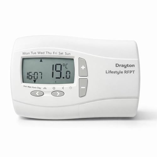 LavaTap - Drayton Lifestyle Wireless Thermostat THD22120 - Wireless Boiler Control Thermostat - Standard UK Backplate - Direct Replacement for LP Range - Replaces Digistat +3RF (Supersedes +1RF/+2RF)
