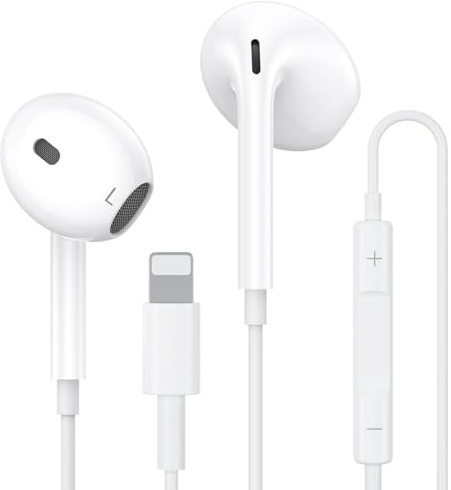 Cuffie Cablate per iPhone,[Certificate MFI] Auricolari In-Ear con Cavo | Hi-Fi Stereo Auricolari con Microfono e Controllo del Volume,Compatibili con iPhone 14/14 Pro/13/12/11/XR/XS/X/8/7/SE