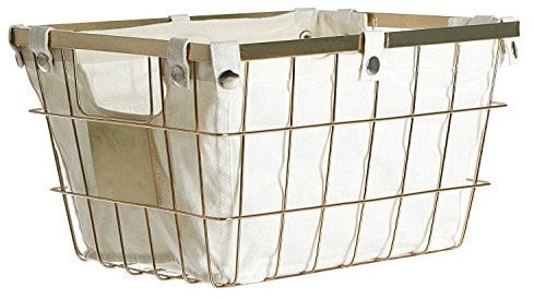 Premier Housewares Aufbewahrung Mittlerer vergoldeter Eisendraht-Aufbewahrungskorb, Polyester-Mix, Gold, 25x33x19