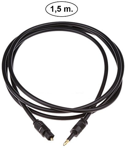 REY Cavo ottico digital sound Toslink a Mini Toslink 3,5 mm 1,5 m, Nero