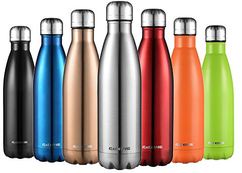 CMXING Doppelwandige Thermosflasche 500 mL & 750 mL mit Tasche BPA-Frei Edelstahl Trinkflasche Vakuum Isolierflasche Sportflasche für Outdoor-Sport Camping Mountainbike (Silber, 750 mL)