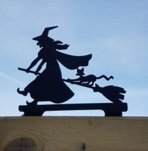 JR Hangers And Crafts Metal Witch Fence Post Topper, Garden Ornament, Garden Decor, Metal Art