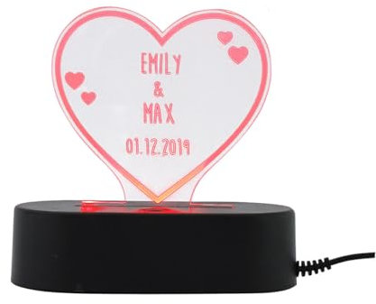 Herz & Heim® Personalisierte LED Herz-Lampe mit Namen zum Valentinstag