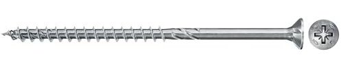 fischer - Vis à bois PowerFast II 5,0x80 Tête fraisée, empreinte PZ, zingué blanc, filetage partiel/Boite de 200