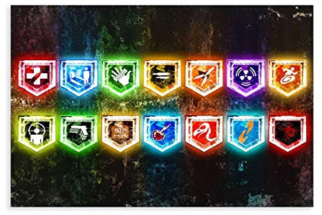 Gaming-Poster All Zombie Perks Leinwand Poster Schlafzimmer Dekor Sport Landschaft Büro Zimmer Dekor Geschenk 30 × 45 cm ungerahmt