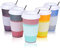 Vasos de café reutilizables que cambian de color, 5 vasos de plástico de 16 onzas con tapas para bebidas calientes, duraderos y a prueba de salpicaduras, taza de café para llevar