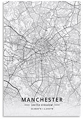 GNKIO Manchester, United Kingdom Leinwand Kunst Poster und Wand Kunst Bild Druck Moderne Familie Schlafzimmer Dekor Poster 12x18inch(30x45cm)
