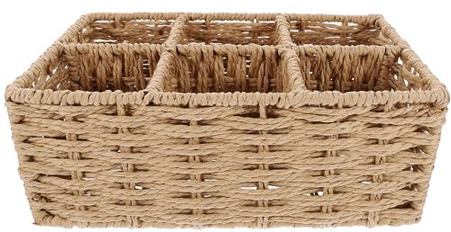 Cabilock Beige Home Office Storage Box with 6 Compartments, Multi-Grids Sundries Holder for Desk, Kitchen, Bathroom, and More